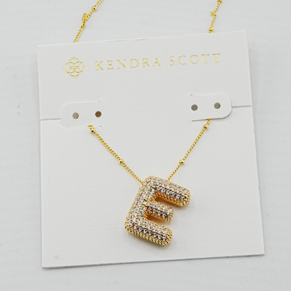 Kendra Scott Gold Letter E Pave Pendant Necklace